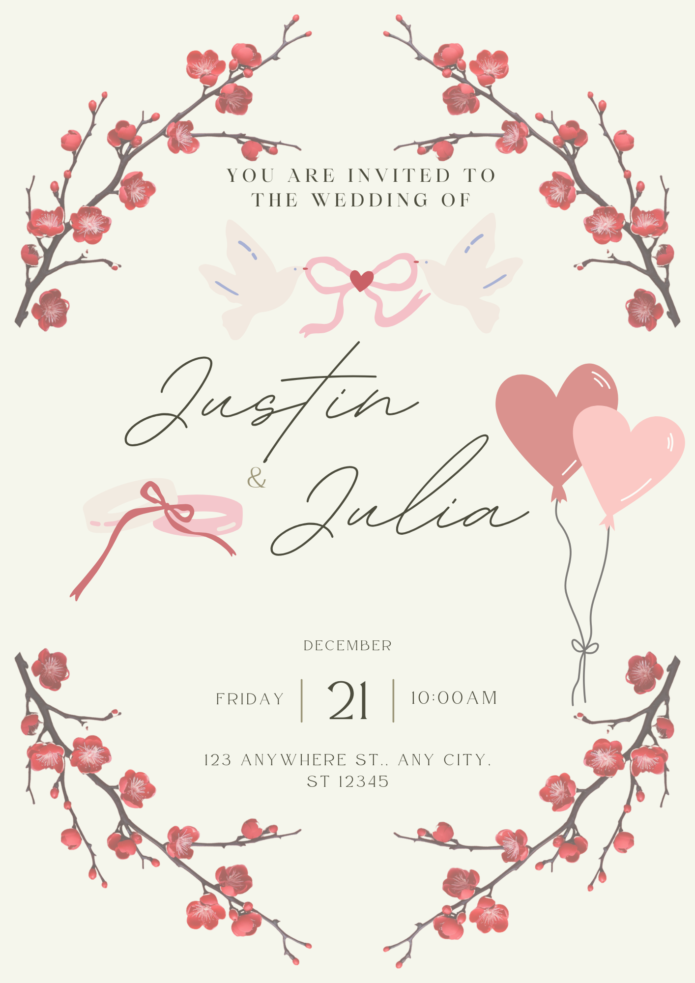 Bloom Forever floral wedding invitation template