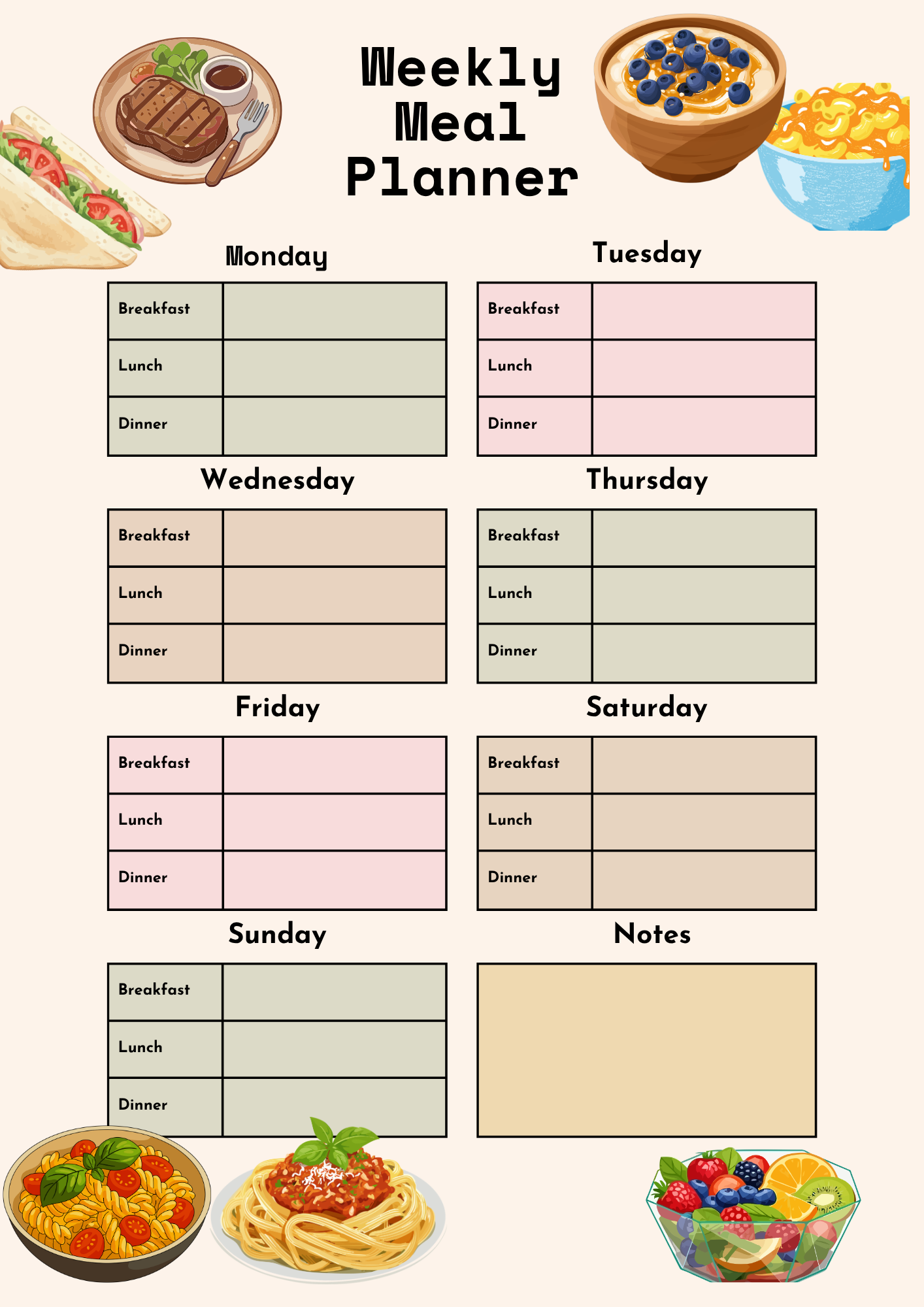 Meal Prep Glow-Up weekly meal planner template